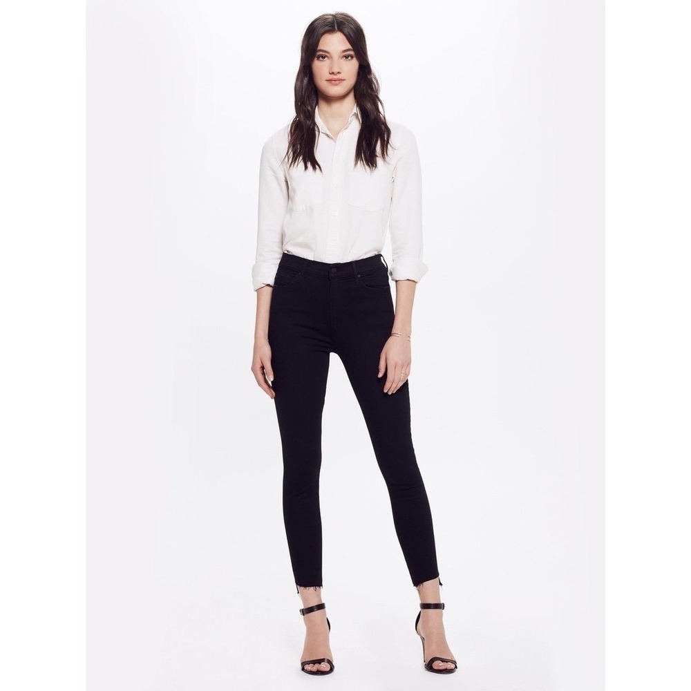 Mother Stunner Zip Ankle Step Fray Skinny Stretch Jeans Women 27‎ Black Wash